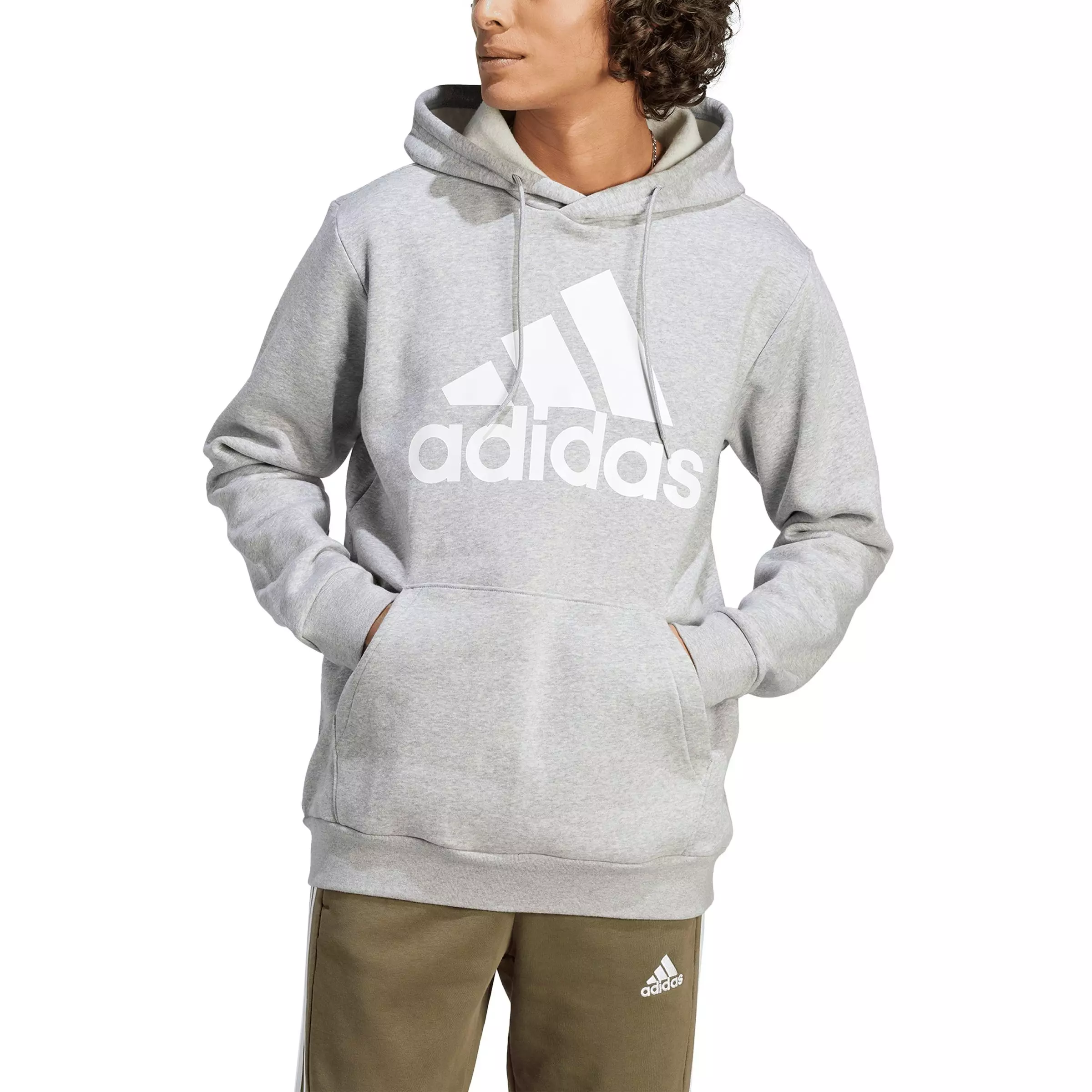 adidas Men s Essentials Fleece Big Logo Hoodie Grey Hibbett